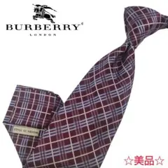 【BURBERRY LONDON】美品 ネクタイ ノヴァ チェック エンジ 絹