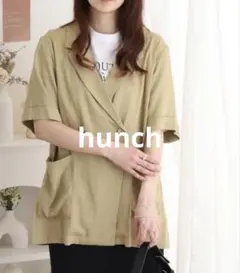 hunch ハンチ　リネン混　ハーフスリーブジャケット　ベージュのサムネイル
