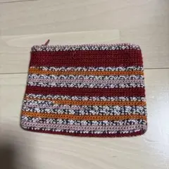 ストライプポーチ 赤とオレンジ