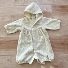 《美品》裏起毛カバーオール　アウター　おでかけ　フード　新生児　ベージュ