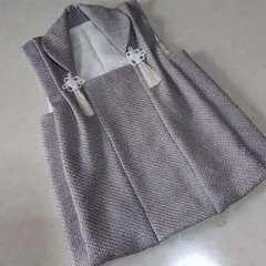 七五三３歳男の子正絹総絞り手縫いの被布（グレー色）