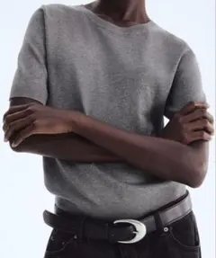 【限定セール】サマーニット　グレー 半袖ニット