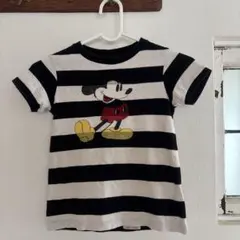 デニムダンガリー　ミッキーマウス ボーダー　Tシャツ 120cm