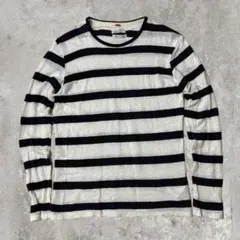 00s Y2K archive grunge ボーダー薄手春ニット　リネン