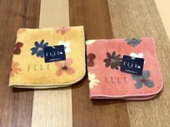 新品ELLE 花柄タオルハンカチ 2枚セット
