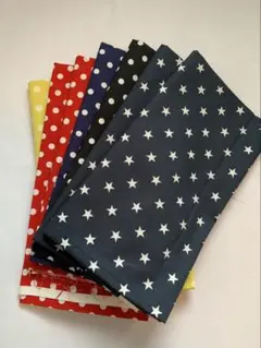 水玉・星柄の薄地の綿生地7枚セット