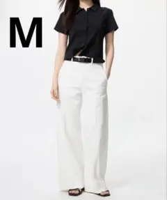 美品！UNIQLO ユニクロ　ワイドトラウザージーンズ　ホワイト　M