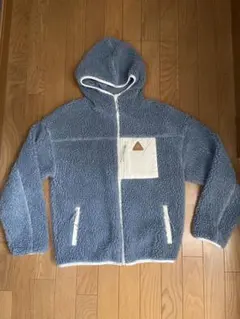 フリースジャケット フード付き 青