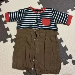 ストライプ柄ロンパース 50-60cm