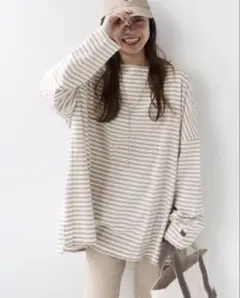 美品 ウィッフル ジャーナルスタンダードレリューム ビッグボーダーT ベージュ