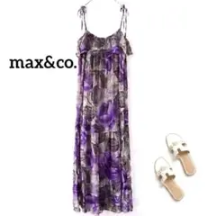 Max&Co 大きいサイズ シルク100% 総柄シャツワンピース タック 48