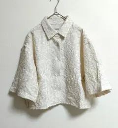 ビューティー＆ユース　カットジャカード ショートスリーブシャツ 　ホワイト