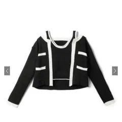 【GRL】配色ショート丈カーディガンXタンクトップニットアンサンブルのサムネイル