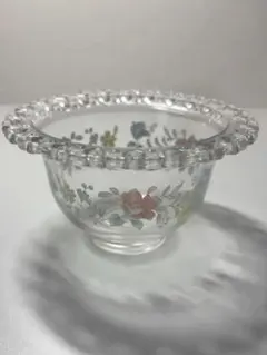 花柄　ガラス容器　昭和レトロ