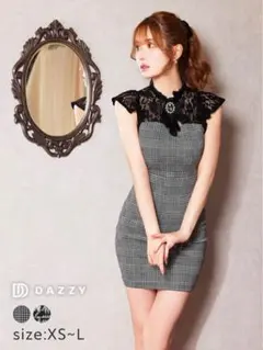 dazzy store チェック柄シアーハイネックタイトミニ丈キャバドレス
