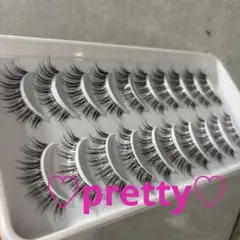 高品質クリア軸♡超可愛い毛束感♡3Dミンクつけまつげ♡10ペア入りのサムネイル
