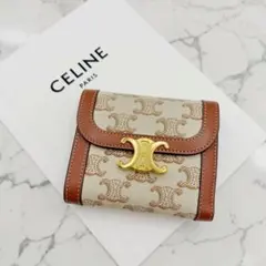 【セール中】セリーヌ 財布 トリオンフ　チェックテキスタイル&カーフスキン セール中】セリーヌ 財布 トリオンフ チェックテキスタイル&カーフ