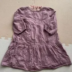 petit main 薄紫 刺繍入り ワンピース 110 タイツ