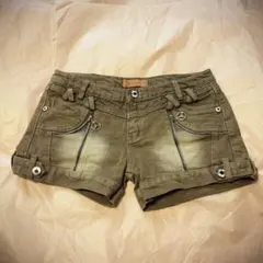 【Y2K】平成ギャル　オリーブグリーンショートパンツ　グランジ