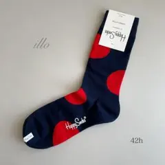 人気柄！ハッピーソックス　レディース　靴下　濃紺　赤　ドット　カラフル　おしゃれ