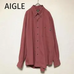qq492 【美品】AIGLE/チェック柄/長袖シャツ/メンズL/春秋向けのサムネイル