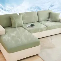 ソファーカバー 座面カバー ソファクッションカバー 接触冷感 2人掛け用 緑