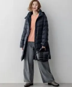 【試着のみ】23区ネイビー【VERY掲載】シレータフタ ロング ダウンコート