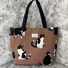 ねこ柄　大きめトートバック