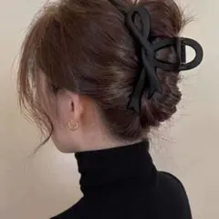 バンスクリップ リボン型 ブラックヘアクリップ 11.5cm とめ髪 匿名配送