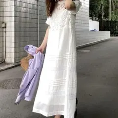 【Ameri】EMBROIDERY SHEER COTTON DRESS