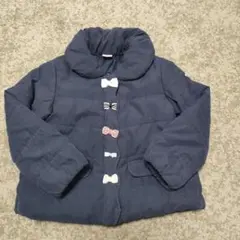 petit main ネイビー中綿リボンコート 110cm