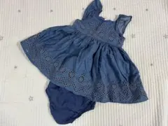 GAP デニムブルー刺繍ワンピース、チュニック 12-18ヶ月