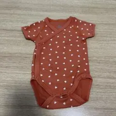 【12/15に処分します】プチバトー ハート柄ロンパース 1m/60cm 半袖