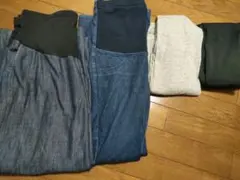 マタニティパンツ 4点セット デニム グレー ブラック