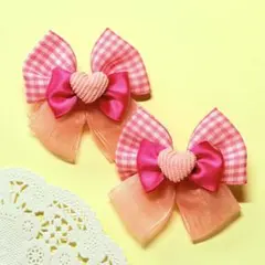 リボン ヘアクリップ ハンドメイド 平成女児