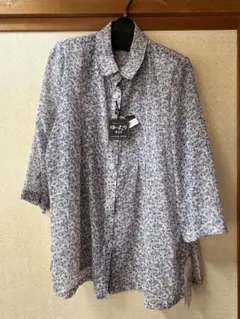 レディース　ブラウス　シニア　花柄　ゆったりサイズ　薄手　襟付き