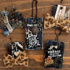 デザインタグ　革タグレザータグ　デニムリメイク　レオパード柄　ハンドメイド素材