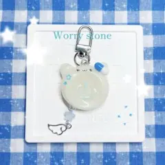 天使界隈 ウォーリーストーン チャーム ⑤お薬 電源マークねこちゃん 水色系統