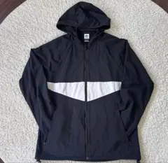 adidas フード付きナイロンジャケット M 黒/白