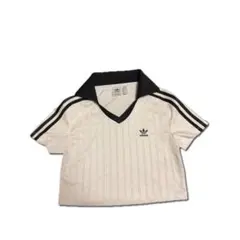 adidas クロップドトップス Mサイズ 短丈 ホワイト×ブラック