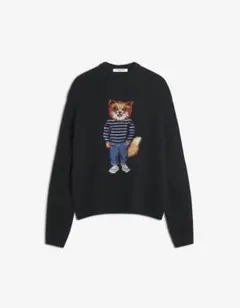 美品　メゾンキツネ　ニット　セーター　フォックスヘッド　イタリア製　ブラック 極美品✨メゾンキツネ フォックスヘッド イタリア製 ニット ブラック