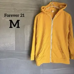 Forever 21 【M】 イエロー ジップアップパーカー 黄色 長袖 フード