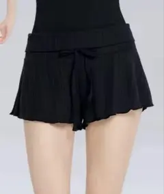【新品】ショーツハイウエストリブレースアップショーツ　バレエヨガショートパンツ