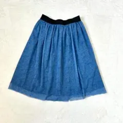 アーバンリサーチドアーズ◆デニム調チュールスカート/ウエストゴム ストレッチ性