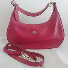 【美品】COACH バーガンディ 2way　三日月　ハンドバッグ　ショルダー付きのサムネイル