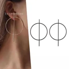 No.541 デザインフープピアス ブラック 韓国 上品 シンプル キレイめ