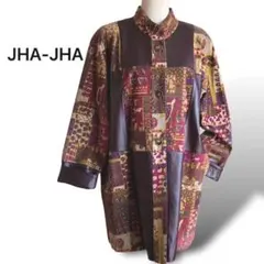 JHA-JHA⭐️レザー スエード コート ゆったり パッチワーク 9号
