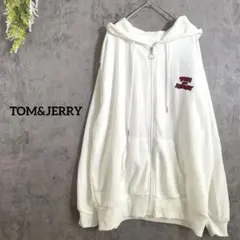 トムとジェリー　ジップアップパーカー　バックプリント　ワーナーブラザーズ　白　Lのサムネイル