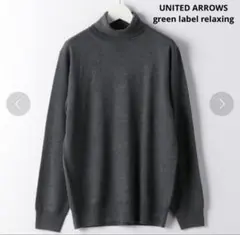 グリーンレーベルリラクシング　ハイゲージ天竺タートルネックニット　グレー　ウール