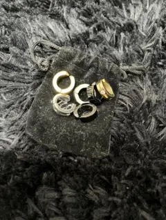 イヤリング ゴールド シルバー ブラック 3点セット